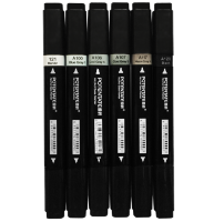 Набор маркеров для скетчинга Potentate Alcohol Based Set 6 Grey (серые)