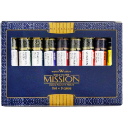 Набор акварельных красок Mijello Mission Gold Watercolor 9 цветов в тубах 7 мл