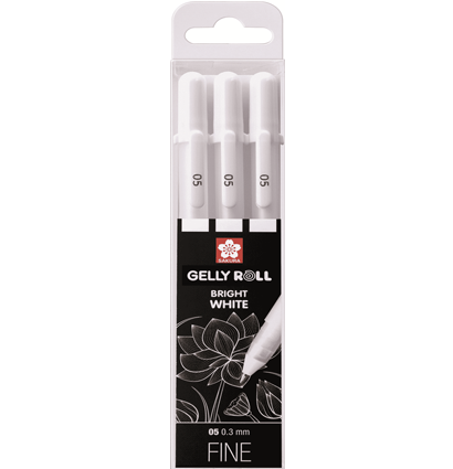 Набор белых гелевых ручек Sakura Gelly Roll 3 штуки с толщиной линии 0.3 мм