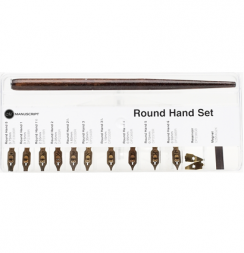 Набор перьев для каллиграфии Manuscript Round Hand с держателем 10 штук в пенале