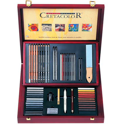 Набор карандашей и материалов для графики Cretacolor Selection 54 предмета в деревянном кейсе