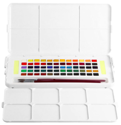 Набор акварели Sakura Koi Pocket Sketch Box 72 цвета в кейсе + губка и кисть