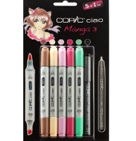 Набор маркеров COPIC CIAO Манга 3 5+1 с кистью и линер 0.3 мм