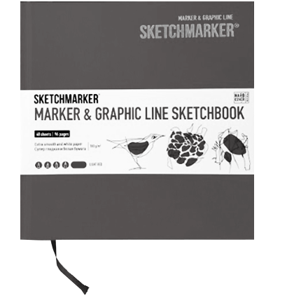 Скетчбук Sketchmarker Marker Line для маркеров угольный с твёрдой обложкой 16x16 см / 48 листов / 160 гм