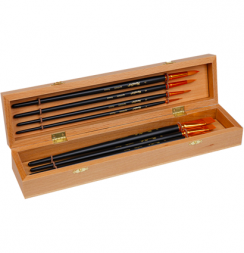 Набор кистей для рисования Roubloff №11 синтетика разной формы 8 штук в шкатулке