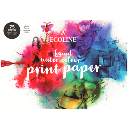 Альбом для акварели Ecoline Print Paper и акварельных маркеров А4 / 75 листов / 150 гм