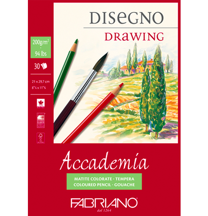Альбом Fabriano Accademia Drawing для гуаши и цветных карандашей А5 / 30 листов / 200 гм