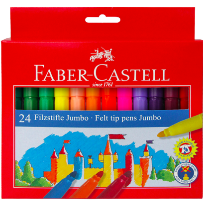Фломастеры смываемые Faber-Castell Jumbo для детей утолщенные набор 24 цвета
