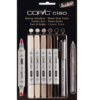 Набор маркеров COPIC CIAO Warm Greys 5+1 с кистью и линер 0.3 мм