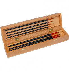 Набор кистей для рисования Roubloff №12 колонок круглые и плоская 8 штук в шкатулке