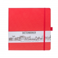 Скетчбук Sketchmarker красный с твердой обложкой квадратный 20х20 см / 80 листов / 140 гм