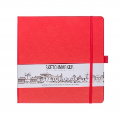 Скетчбук Sketchmarker красный с твердой обложкой квадратный 20х20 см / 80 листов / 140 гм