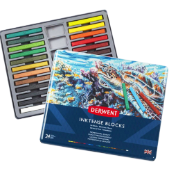 Акварельные блоки Derwent Inktense Blocks 24 цвета в фирменном кейсе