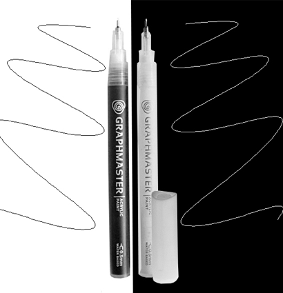Маркер-линер акриловый Graphmaster Acrylic Marker черный и белый, 0.5 мм