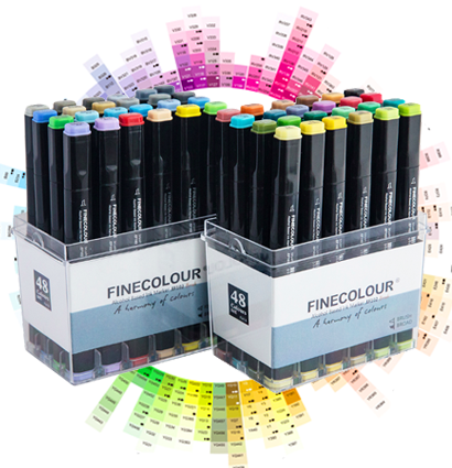 Finecolour Brush Marker набор маркеров с кистью 48 цветов в кейсах