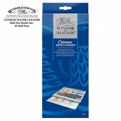Акварель Cotman Winsor&Newton Half Pan Studio в наборе 45 цветов в кейсе