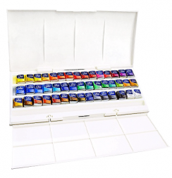 Акварель Cotman Winsor&Newton Half Pan Studio в наборе 45 цветов в кейсе
