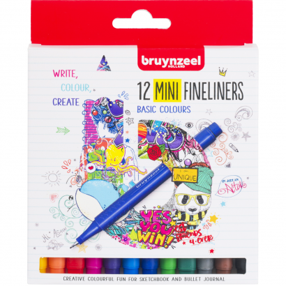 Набор капиллярных цветных линеров Bruynzeel Fineliners 12 штук короткие