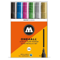 Набор акриловых маркеров Molotow ONE4ALL "Металлик" 6 шт / 4 мм