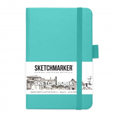 Скетчбук Sketchmarker бирюзовый с твердой обложкой А6 / 80 листов / 140 гм