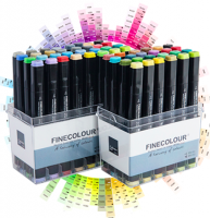 FINECOLOUR BRUSH 60 маркеров для скетчей с кистью "Расширенный" набор в кейсах
