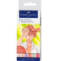 Набор брашпенов "Manga Kaoiro" Faber-Castell Pitt Artist Pen Brush 6 цветов