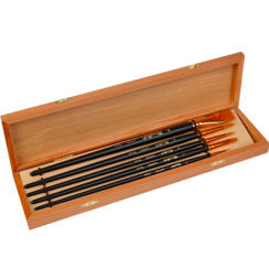 Набор кистей для рисования Roubloff №3 синтетика круглые и плоские 5 штук в шкатулке