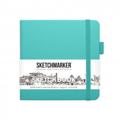 Скетчбук Sketchmarker бирюзовый с твердой обложкой квадратный  12х12 см / 80 листов / 140 гм