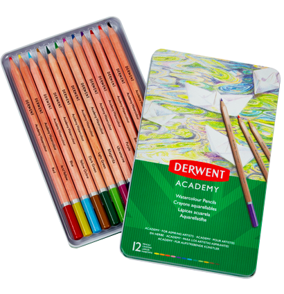 Акварельные карандаши Derwent Academy 12 цветов набор в пенале