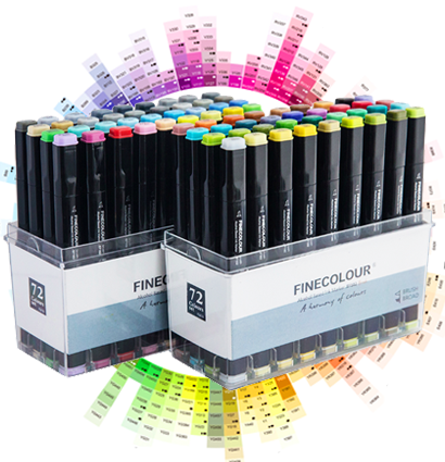 Finecolour Brush Marker набор маркеров с кистью 72 цвета в кейсах
