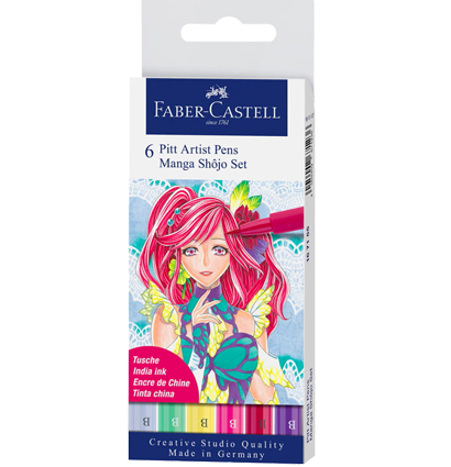 Набор брашпенов "Manga Shojo" Faber-Castell Pitt Artist Pen Brush 6 цветов
