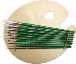 Набор кистей для рисования Roubloff №34 синтетика разной формы 10 штук с палитрой