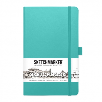 Скетчбук Sketchmarker бирюзовый с твердой обложкой А5 / 80 листов / 140 гм