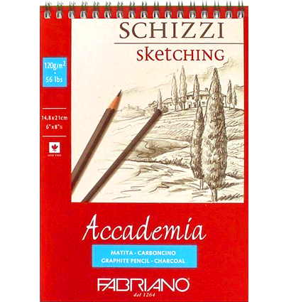 Альбом Fabriano Accademia Sketching на пружине для графики и скетчей А5 / 50 листов / 120 гм