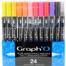 Набор акварельных маркеров-кистей Graph'O Twin Tip Watercolour с линером 24 штуки купить в магазине маркеров и товаров для рисования Проскетчинг с доставкой по РФ и СНГ