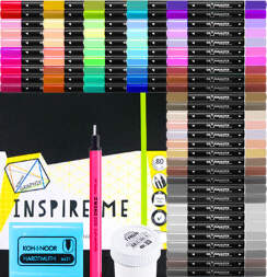 Скетчбокс "Яркие скетчи маркерами" - подарочный набор из 70 спиртовых маркеров со скетчбуком