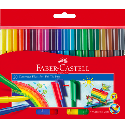 Фломастеры смываемые Faber-Castell Connector для детей набор 20 цветов