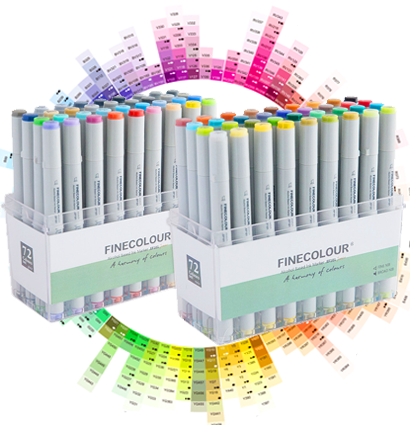 Finecolour Junior набор спиртовых маркеров 72 цвета в фирменных кейсах