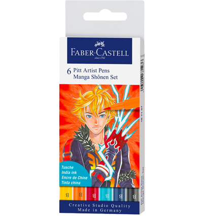 Набор брашпенов "Manga Shonen" Faber-Castell Pitt Artist Pen Brush 6 цветов