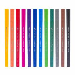 Набор брашпенов с линером Bruynzeel Fineliner / Brush Pens 12 цветов