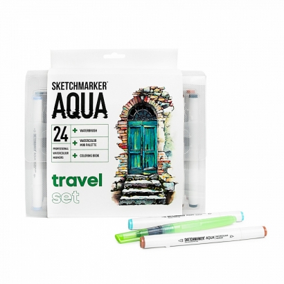 Набор маркеров Sketchmarker Aqua Pro Brush Travel Set 24 цвета