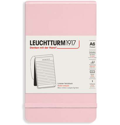 Блокнот Leuchtturm «Reporter Notepad Pocket» A6 в линейку розовый 188 стр.