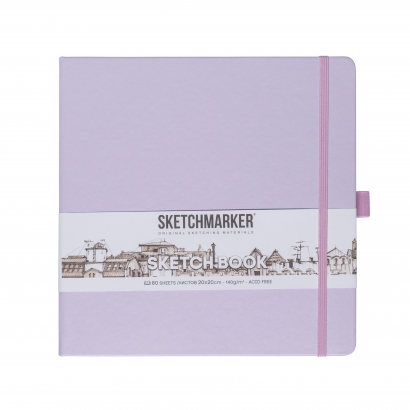 Скетчбук Sketchmarker фиолетовый пастельный с твердой обложкой квадратный 20х20 см / 80 листов / 140 гм