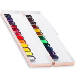 Набор акварельных красок Mijello Mission Gold Pan Watercolor 24 цвета в кюветах в кейсе