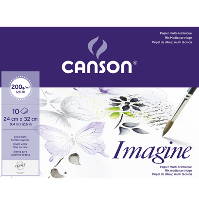 Универсальная бумага для рисования Canson Imagine Mix Media папка 24 х 32 см / 10 листов / 200 гм