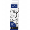 Набор черных линеров "Manga Black" Faber-Castell Pitt Artist Pen 4 штуки купить в магазине маркеров Скетчинг Про