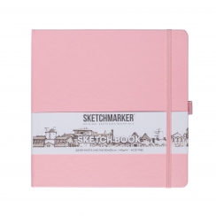 Скетчбук Sketchmarker розовый с твердой обложкой квадратный 20х20 см / 80 листов / 140 гм