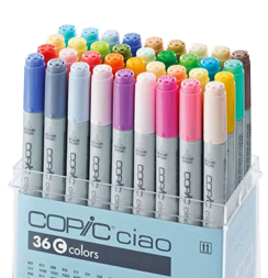 Набор маркеров COPIC CIAO 36 C с кистью в кейсе