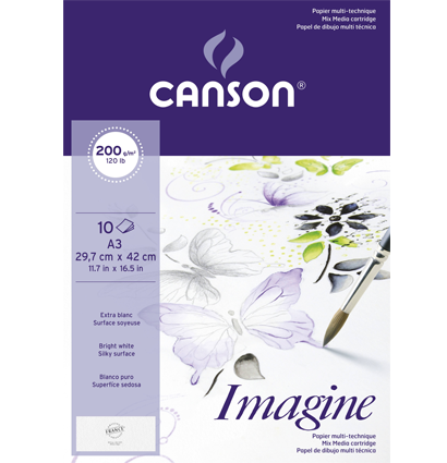 Универсальная бумага для рисования Canson Imagine Mix Media папка А3 / 10 листов / 200 гм