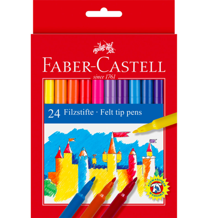 Фломастеры Faber-Castell смываемые с ткани 24 цвета с круглым наконечником